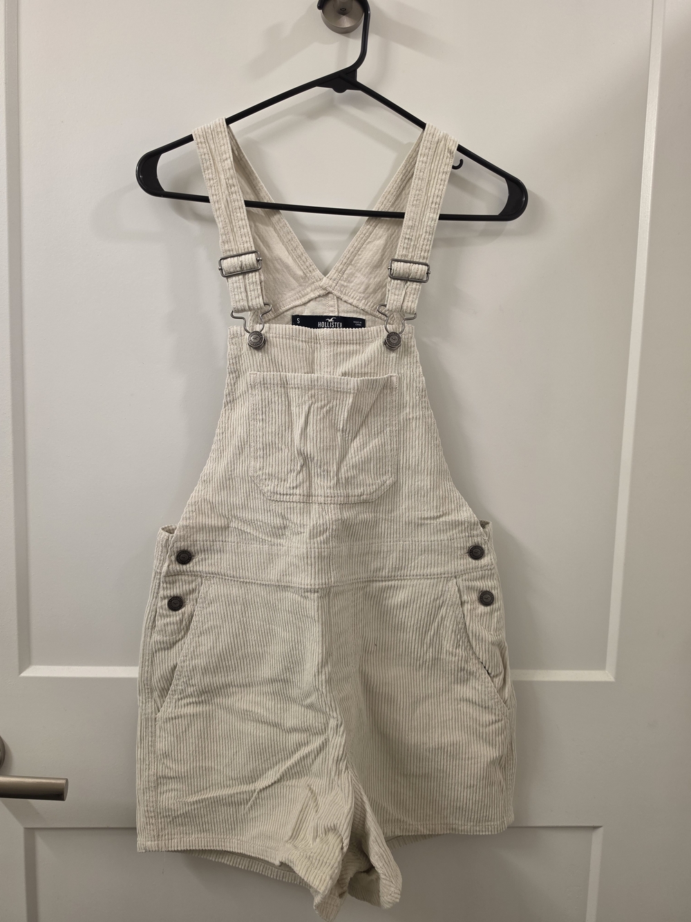 Hollister Cream Corduroy Short Overalls